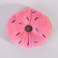Pink plush donut pet toy with colorful embroidery for small dogs and cats to chew - New Pink Donut