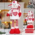 Muñeco de nieve navideño telescópico con piernas ajustables y jersey de corazón rojo - Muñeco de Nieve de Navidad 40cm / 40x16x8cm