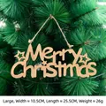 Targhetta in legno Merry Christmas con stella appesa a un ramo di pino - Grande 25.5cm