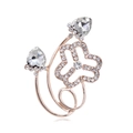Elegant rose gold flower brooch with heart-shaped crystals and sparkling rhinestones - Rose Gold (C674-A)
