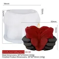 Silicone heart butterfly candle mold with finished red wax sample and size specs - Butterfly Hand Holding Heart Style B (XX-59)