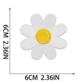 Detailed size view of a 6cm daisy embroidered patch with clear polyester stitching - Daisy (W9HD-072-08)