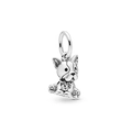 Silver bulldog charm bead with metallic finish for charm bracelets and jewelry - Bulldog
