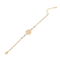Gouden roestvrijstalen armband met witte bloemenhanger en heldere zirkoniasteentjes - Witte Vijfbladige Bloem Stijl (1#)