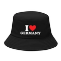 Classic black bucket hat with I Love Germany heart print for outdoor sun protection - M / 4# I Love Germany - Black