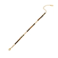 Tiger stone beaded bracelet with cat eye heart charm and golden extension chain - Green Patterned Bead Splicing Style (4#)