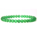 6mm green cat-eye stone beaded bracelet with natural round elastic gemstone beads - Green Cat's Eye
