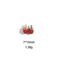 Close-up of strawberry alloy charms with dimensions 7x13mm and 1.38g weight info - Small Strawberry #6 (7*13mm)