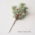 Frosted 33cm Christmas pine branch with red berries, pine cones and small bells - Christmas Arrangement F (33cm/Flocked/Bells)
