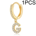 Gold-plated hoop earring featuring a G letter pendant micro-paved with cubic zirconia - Single Letter Earring G