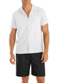 Ensemble d'été pour hommes avec chemise blanche à manches courtes et short noir à cordon - S / Blanc + Noir