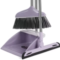 Set scopa e paletta viola con manici in acciaio inox e denti a pettine lunghi - Set Classico Di Scopa Spessa E Paletta + Tergivetro 3 Pezzi [viola Mare]