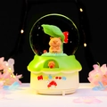 Green mushroom snow globe with a cute hamster figurine and dreamy pink flower petals - 0333 Green / Medium 80# LED Light+Music