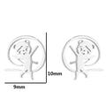 Silver ballet girl stud earrings in hollow circular design, minimalist 10mm size - Gymnastics 4 / Steel