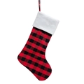 Classica calza di Natale a quadri rossi e neri con bordo in morbido peluche bianco - Quadri Rossi e Neri - 1 Pezzo