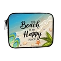 Clear PVC beach themed makeup bag with The Beach Is My Happy Place print and zipper - 010-Beach Happy Place