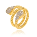 Exquisite 18K gold plated twisted open ring with sparkling pavé square zircon accents - Adjustable Open / Twisted Band Square Diamond Style (CXJ-1421)