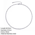 2.0mm silver stainless steel twisted rope chain necklace with lobster clasp and extension - 2mm Water Wave Chain / Steel