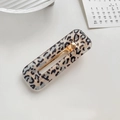 Schicke rechteckige Haarklammer mit Leopardenmuster, Acryl-Glanzfinish und goldener Klemme - Quadratisch Blau Leopard