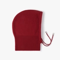 Cagoule tricotée rouge foncé pour femme avec cordons réglables pour la chaleur hivernale - Rouge (24B062)