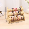 Three-tier beige linen bracelet display stand for watches and jewelry storage - Linen Beige (3-Tier)