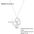 Detailed size and specs for silver heart necklace with crystal and child figures - Children Hugging Heart Style (NMSN-A1410-4) / 18K Gold