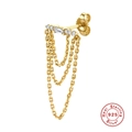 925 sterling silver tassel drop earrings in gold finish with white cubic zirconia - Single Gold-3 Layer White Zirconia Tassel Earring