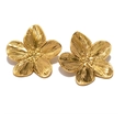 Detail showing the brushed metallic texture and 3D floral petals of the gold flower earring - Gold