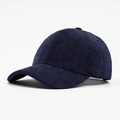 Classic dark blue corduroy baseball cap with a six-panel structured warm design - Adjustable / Navy Blue