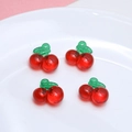 Macro shot of red cherry resin pendants for DIY jewelry making on white ceramic plate - 7# Small Red Cherry 1pc
