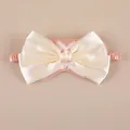 Pink silk satin sleep mask with large cream bow and elastic strap, 1 pack - Pink Bow Style