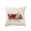Pink Christmas gingerbread man and tree pattern linen pillowcase with Peace Love text - Peace Love Christmas (2307-2)