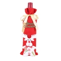 Housse de bouteille de vin de Noël en polaire rouge avec cerf blanc et nœud doré - Style Élan Avec Lettres