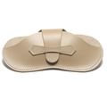 Étui à lunettes minimaliste en cuir beige avec fermeture à lanière cousue pour lunettes de soleil - Abricot