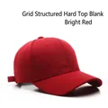 Structured bright red baseball cap with textured pineapple fabric and adjustable strap - Pineapple Grid Structured Plain / Red