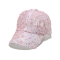 Summer pink mesh baseball cap with 3D floral lace appliques and sequins for women - M(56-58cm) / Dusky Pink