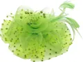 Serre-tête fascinator vert néon avec plumes et tulle à pois pour mariages et fêtes - Vert clair