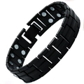 Matte black magnetic therapy bracelet for couples featuring double row link design - Black All Magnets