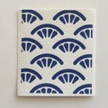 Compressed wood pulp sponge cleaning cloth with blue Japanese wave pattern print - Blue Patterned
