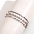 Three-layer silver stainless steel anklet set with curb, bead, and paperclip chains - Style 1 Anklet / Steel