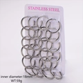 Set of 10 pairs 18mm silver stainless steel hoop earrings on a white display card - 2.5mm Wire 18mm Inner Diameter / Steel