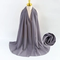 Elegant solid grey pearl chiffon hijab scarf shown on a mannequin with texture detail - Gray