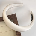 Padded white satin headband with thick sponge cushioning and handmade woven label - Milk White