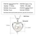 S925 silver heart necklace featuring 11-12mm round white freshwater pearl and moissanite - Heart / K White Gold