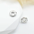 Silver flower wheel spacers with sparkling zircon crystals for DIY jewelry bracelet making - 6mm / White Gold