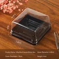 Black 100g square pastry box with transparent lid for mooncakes and desserts - 100g Square / Black