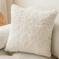 Cream white plush velvet pillow with soft faux fur front and Dutch velvet back design - Rabbit Fur Embossed Throw Pillow 45*45cm / Pillowcase (pillow Insert Not Included)