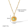 Detailed specs of sun pendant necklace with dimensions 410+60mm and 20x17mm size - Turquoise Sun Shape Style (TN3159)