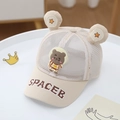 Beige toddler mesh baseball cap with astronaut bear patch and plush star ears - 48-52cm / Beige Rainbow Stitching Style