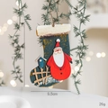 Vintage wooden Christmas stocking ornament with 3D Santa Claus and blue cottage design - Santa Fence Wooden Stocking